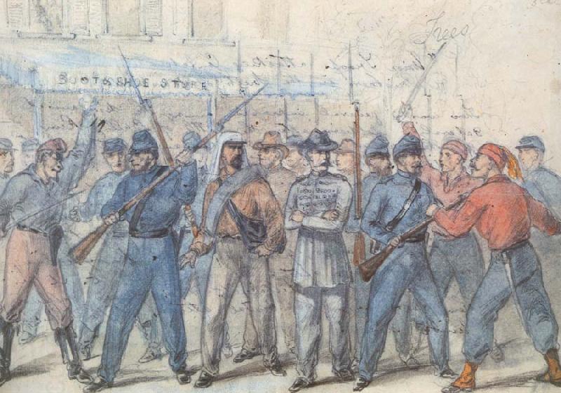 Frank Vizetelly Union Soldiers Attacking Confederate Prisoners in the Streets of Washington China oil painting art